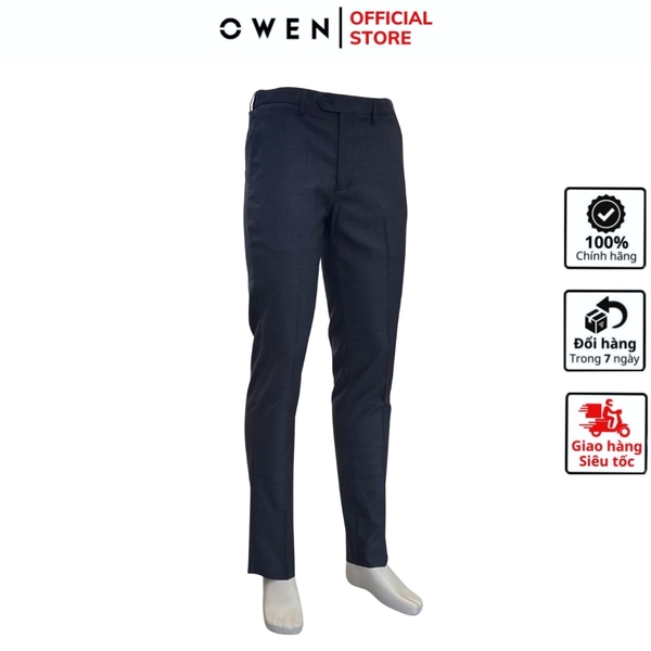 Quần Tây Nam Owen QV242716 màu xanh tím than dáng ôm slim fit 2 cạp chất liệu TR Spandex