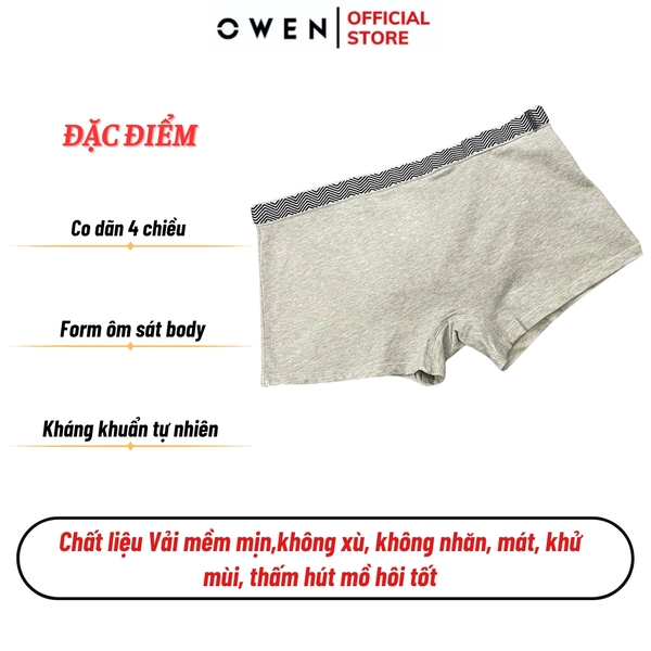 Quần Lót Nam Owen QLB242522 màu xám  chất liệu cotton spandex