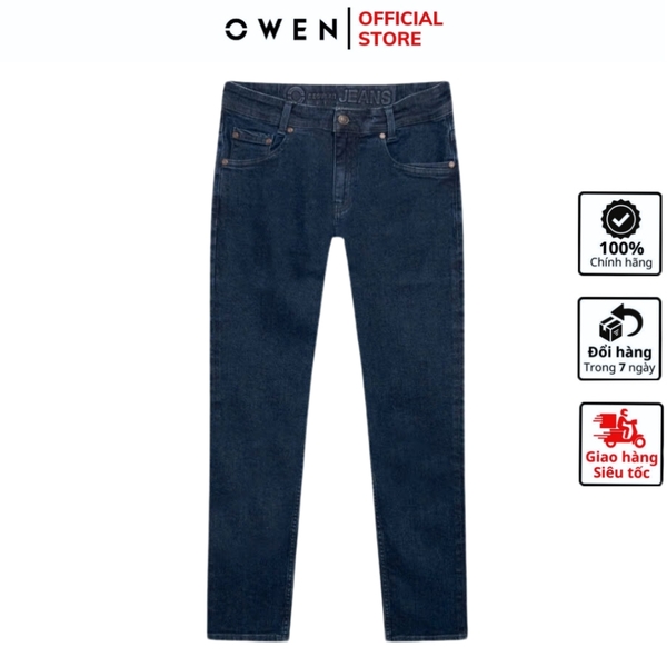 Quần Jean Nam Owen Quần Bò Nam QJS241439 Màu xanh đậm Dáng Slimfit Chất liệu Cotton Spandex