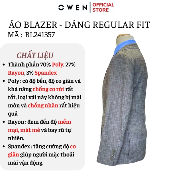 Áo Demi - Blazer Owen BL241357 màu be đậm dáng regular fit 1 cúc tà xẻ hai bên chất liệu TR Spandex