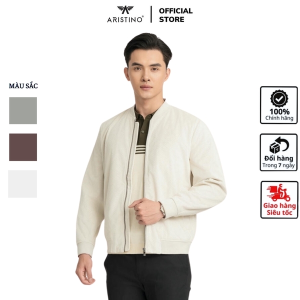 Áo khoác Aristino AJK025BZ Màu: Be 20 Jacquard họa tiết, Nâu 10 Jacquard họa tiết, Xám 44 Jacquard họa tiết