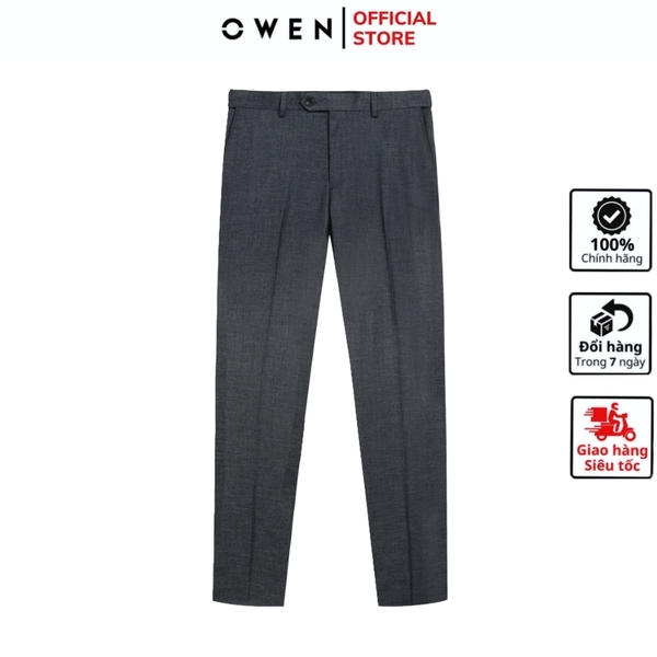 Quần Tây Nam Owen QST242805 màu xám đậm dáng slimfit cạp tăng đơ chất liệu Spandex