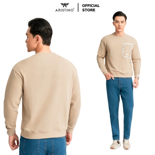 Áo Thun Nam Dài Tay Aristino ASW018BZ Màu Be 7