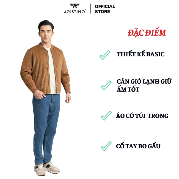 Áo khoác Aristino AJK025BZ Màu: Be 20 Jacquard họa tiết, Nâu 10 Jacquard họa tiết, Xám 44 Jacquard họa tiết