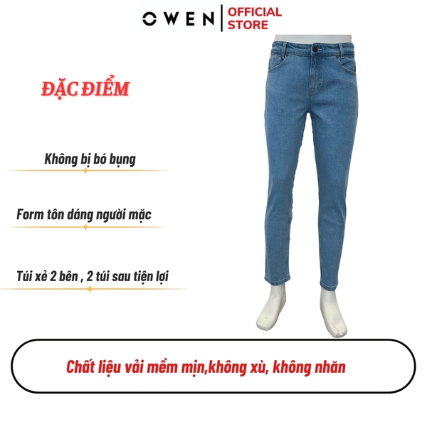 Quần Jean Nam Owen Quần Bò Nam QJR241264 Màu xanh nhạt Dáng Reguler fit Chất liệu Cotton Spandex