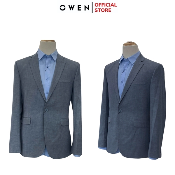 Áo Demi - Blazer Owen BL241352 màu xám dáng regular fit 1 cúc tà xẻ hai bên chất liệu TR Spandex