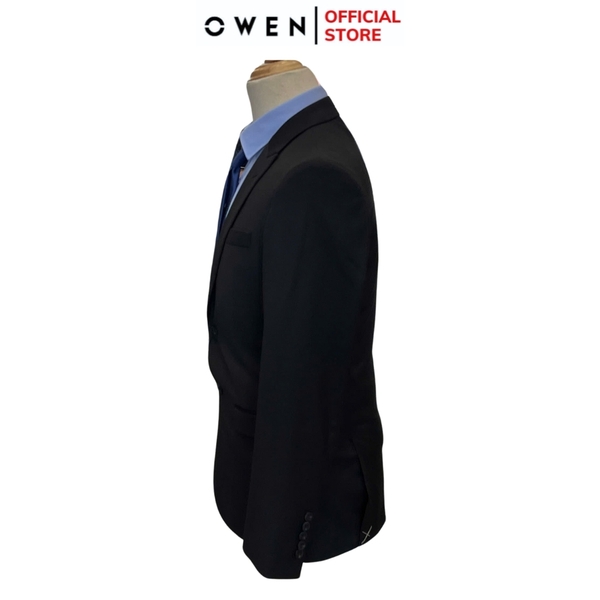 Ves bộ OWEN VES242715 màu đen dáng slimfit, 1 khuy, xẻ tà 2 bên chất liệu Spandex