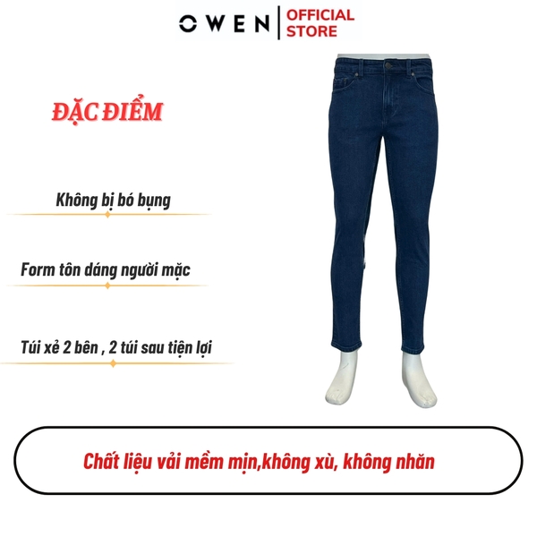 Quần Jean Nam Owen Quần Bò Nam QJS241439 Màu xanh đậm Dáng Slimfit Chất liệu Cotton Spandex