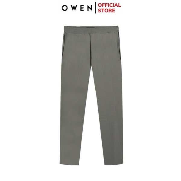 Bộ mặc nhà OWEN BMN241331 màu xám  dáng reguler fit cổ chui bo chun gấu tay chất liệu Poly spandex