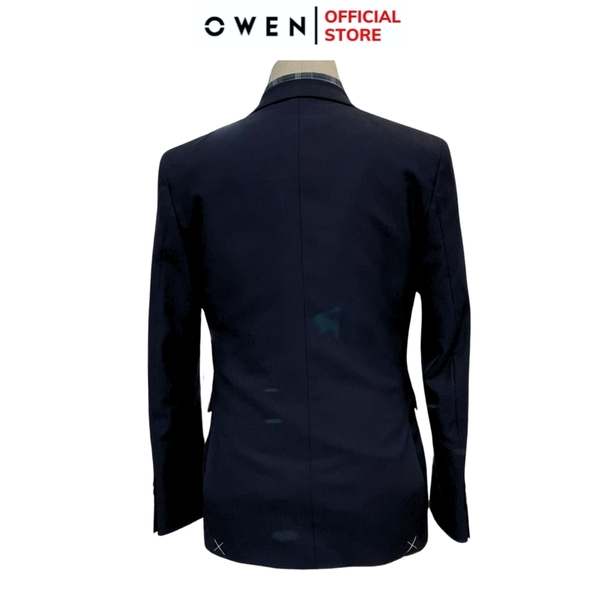 Áo Demi - Blazer Owen BL241350 màu xanh tím than dáng suông regular fit 1 cúc tà xẻ 2 bên chất liệu TR spandex