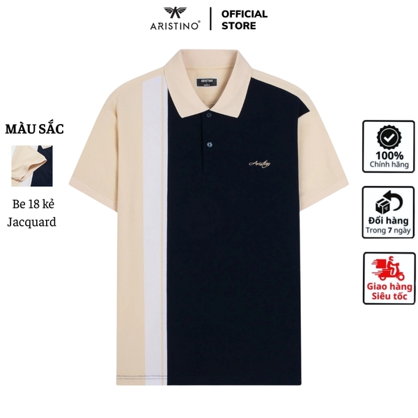 Áo Thun Polo Nam Cổ Bẻ Aristino APS051AZ Be 18 kẻ