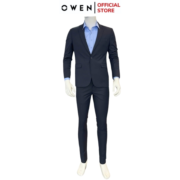 Ves bộ OWEN VES231841 màu navy trơn Dáng Regular Fit chất liệu Knit
