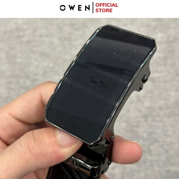 Thắt Lưng Nam Owen BELT232635 Dây Da Màu Đen Mặt Khóa Trượt Tự Động màu đen Chất Liệu Da Bò Thật
