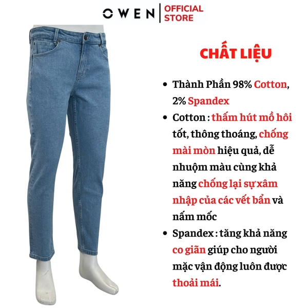 Quần Jean Nam Owen Quần Bò Nam QJR241264 Màu xanh nhạt Dáng Reguler fit Chất liệu Cotton Spandex