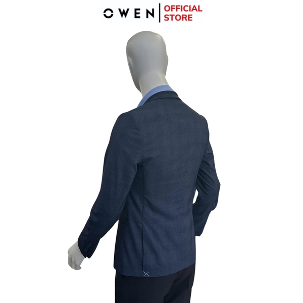 Áo Demi - Blazer Owen BL231705 màu kẻ caro xanh đậm dáng regular fit chất vải polyester