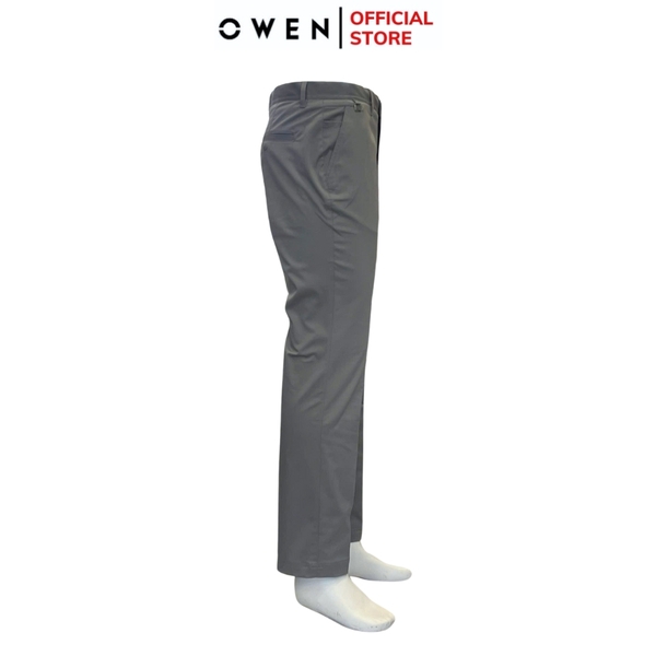 Quần Kaki Nam Owen QKS241326 màu xám đậm dáng ôm slim fit 2 cạp chất liệu poly recycled (Renu)