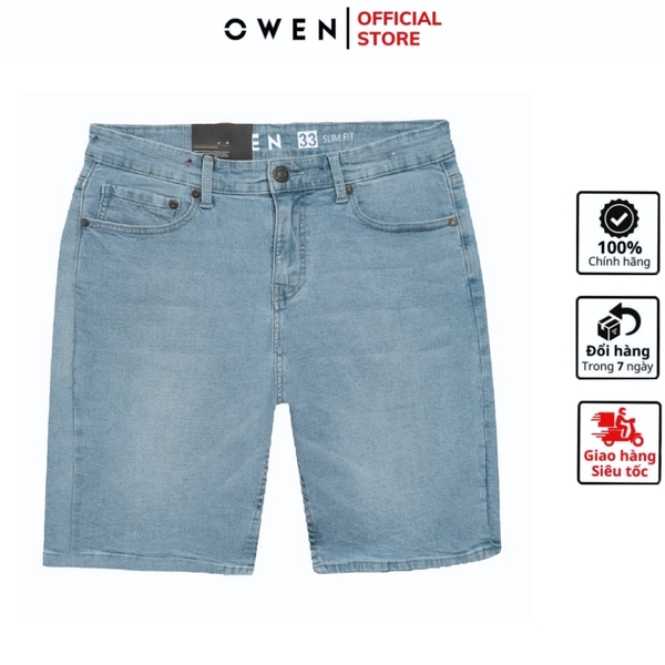 Quần Short Nam Owen SJ231822 sóc Jean màu xanh nhạt  chất liệu denim cotton spandex