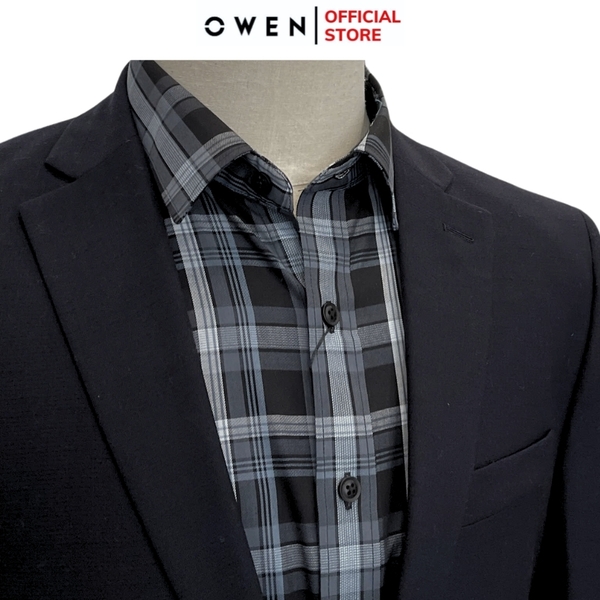 Áo Demi - Blazer Owen BL241350 màu xanh tím than dáng suông regular fit 1 cúc tà xẻ 2 bên chất liệu TR spandex