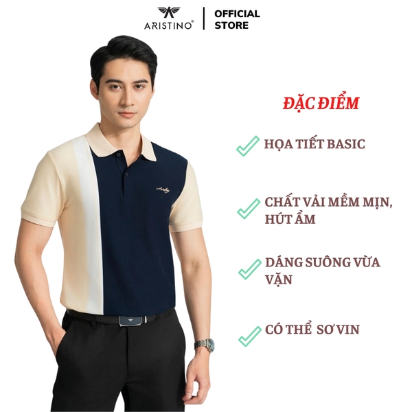 Áo Thun Polo Nam Cổ Bẻ Aristino APS051AZ Be 18 kẻ