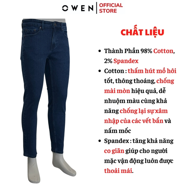 Quần Jean Nam Owen Quần Bò Nam QJS241439 Màu xanh đậm Dáng Slimfit Chất liệu Cotton Spandex