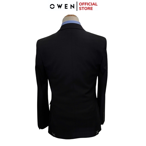 Ves bộ OWEN VES242715 màu đen dáng slimfit, 1 khuy, xẻ tà 2 bên chất liệu Spandex
