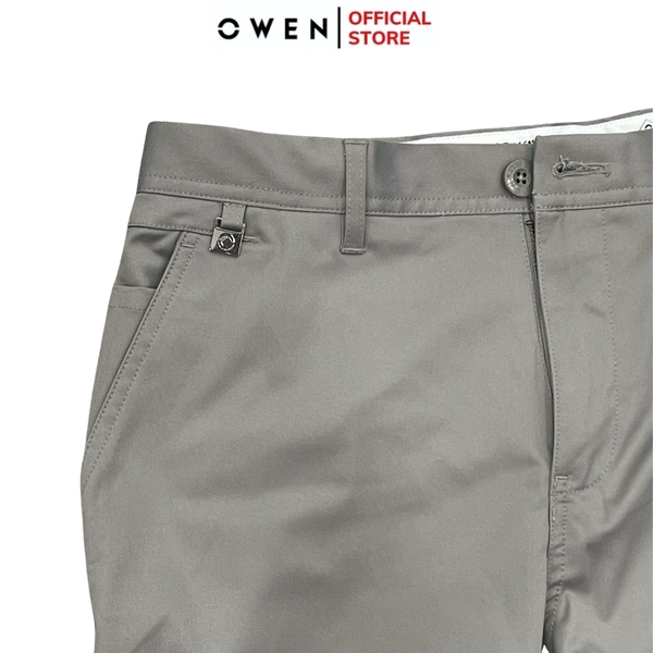 Quần Kaki Nam Owen QKS241326 màu xám đậm dáng ôm slim fit 2 cạp chất liệu poly recycled (Renu)