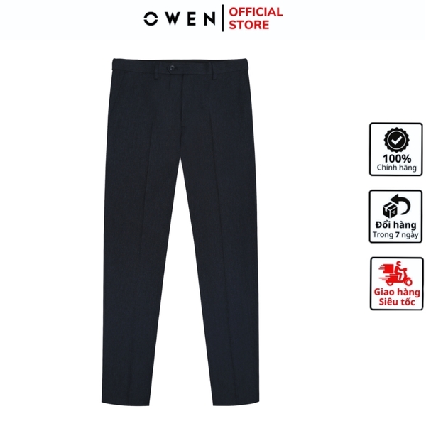 Quần Tây Nam Owen QS242828 màu xanh tím than dáng slimfit, 1 cạp chất liệu Lanatex