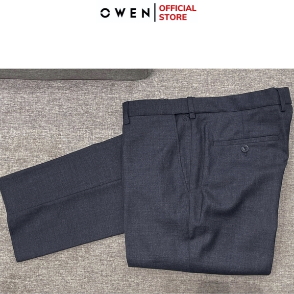 Ves bộ OWEN VES242716 màu xanh tím than dáng slimfit, 1 khuy, xẻ tà 2 bên chất liệu TR Spandex