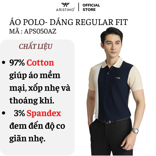 Áo Thun Polo Nam Cổ Bẻ Aristino APS051AZ Be 18 kẻ