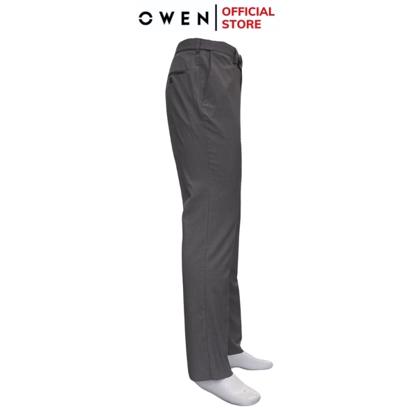 Quần Tây Nam Owen QRT242807 màu xám dáng suông regular fit cạp tăng đơ chất liệu TR spandex