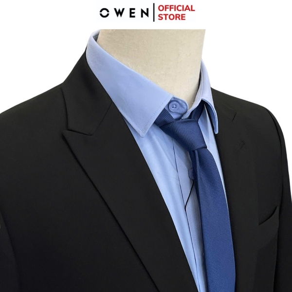 Ves bộ OWEN VES242715 màu đen dáng slimfit, 1 khuy, xẻ tà 2 bên chất liệu Spandex