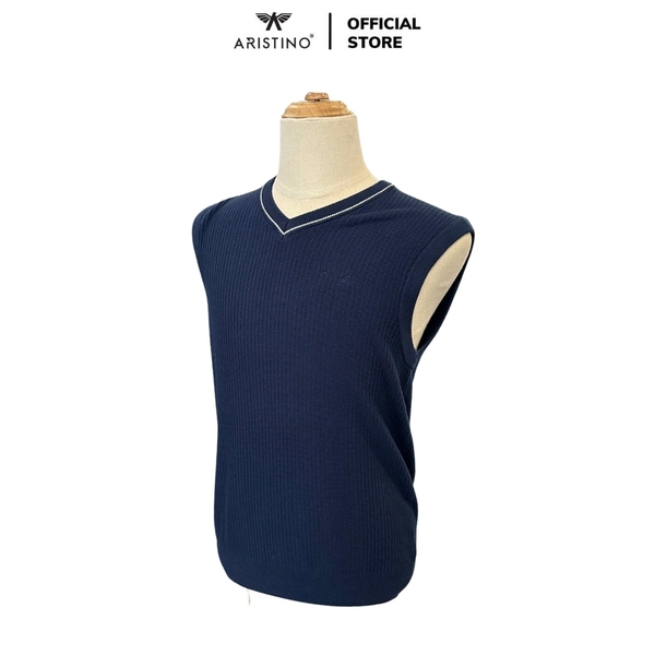 Áo len nam Aristino AJLU01BZ kiểu Gile casual màu xanh tím than 45