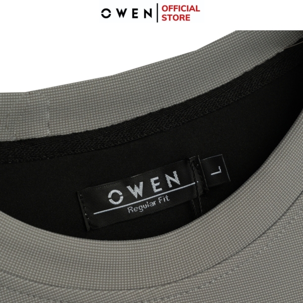 Bộ mặc nhà OWEN BMN241331 màu xám  dáng reguler fit cổ chui bo chun gấu tay chất liệu Poly spandex