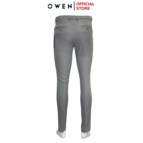 Quần Tây Nam Owen QST242826 màu xám nhạt dáng ôm slim fit cạp tăng đơ chất liệu nano