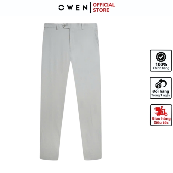 Quần Tây Nam Owen QTJ242819 màu xám nhạt dáng suông rộng J-form cạp tăng đơ chất liệu nano poly