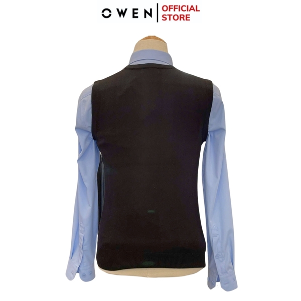 Áo len nam owen ALG241281 màu đen trơn áo gile cổ tim dáng suông regular fit chất liệu Acrylic