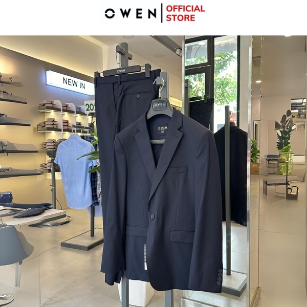 Ves bộ OWEN VES231841 màu navy trơn Dáng Regular Fit chất liệu Knit