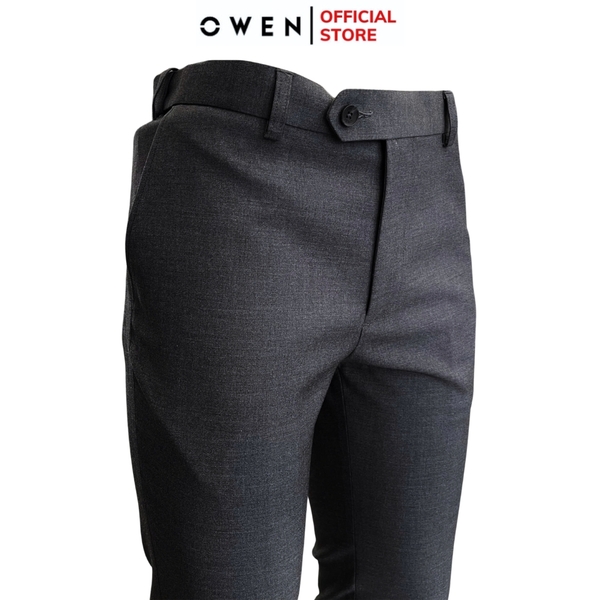 Quần Tây Nam Owen QST242805 màu xám đậm dáng slimfit cạp tăng đơ chất liệu Spandex