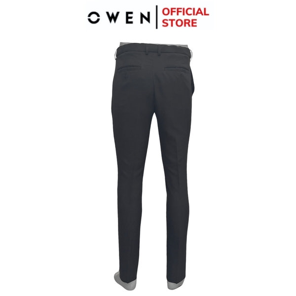 Quần Tây Nam Owen QST242822 Màu xám đậm kẻ caro chìm Dáng Slimfit cạp tăng đơ Chất liệu Nano