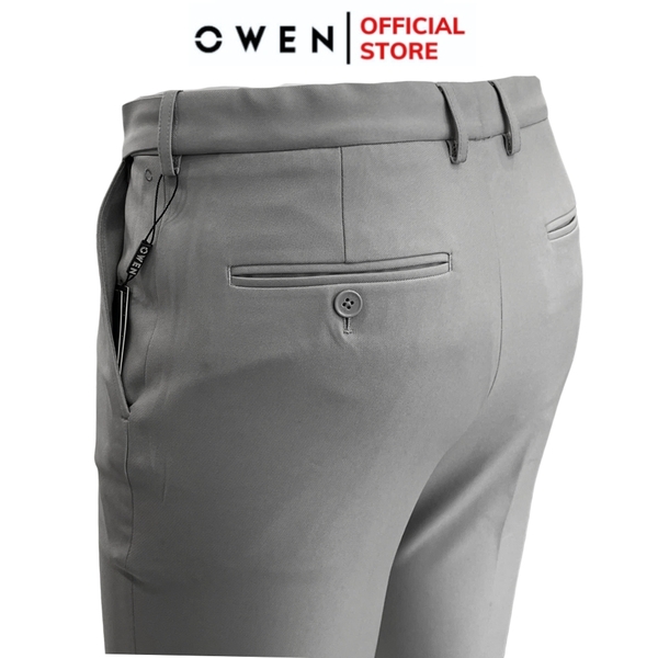 Quần Tây Nam Owen QST242826 màu xám nhạt dáng ôm slim fit cạp tăng đơ chất liệu nano