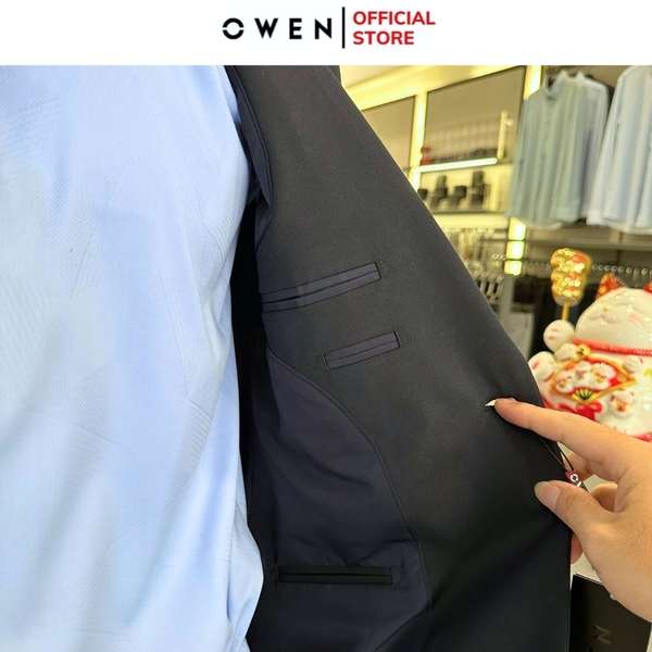 Ves bộ OWEN VES231841 màu navy trơn Dáng Regular Fit chất liệu Knit