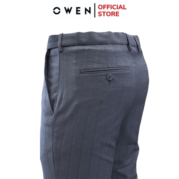 Quần Tây Nam Owen QV242717 màu xanh nhạt dáng ôm slim fit 2 cạp chất liệu TR Spandex