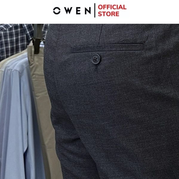 Quần Tây Nam Owen QV242716 màu xanh tím than dáng ôm slim fit 2 cạp chất liệu TR Spandex