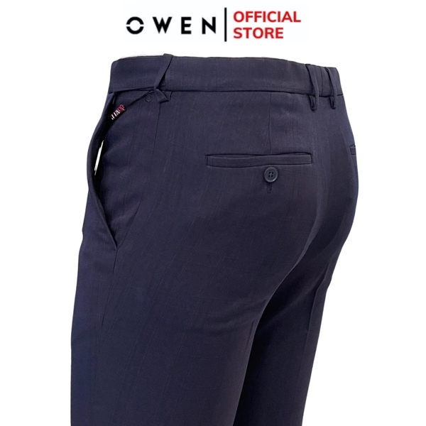Quần Tây Nam Owen QST242820 màu xanh tím than dáng ôm slim fit cạp tăng đơ chất liệu nano