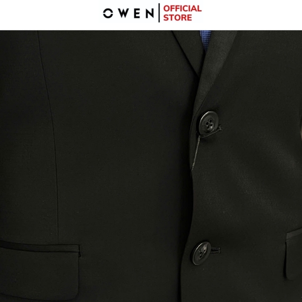 Ves bộ OWEN VES242715 màu đen dáng slimfit, 1 khuy, xẻ tà 2 bên chất liệu Spandex