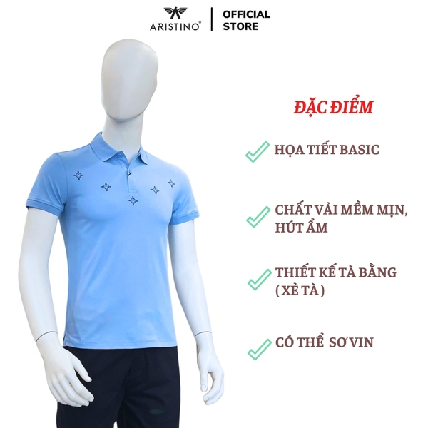 Áo Thun Polo Nam Cổ Bẻ Aristino APS025AS2 Màu: Xanh biển 8 thêu