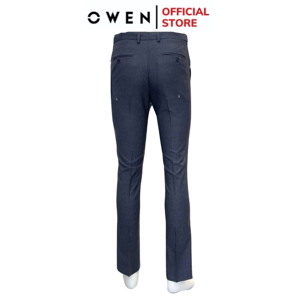 Quần Tây Nam Owen QRT242806 màu xanh xám dáng suông regular fit cạp tăng đơ chất liệu TR spandex