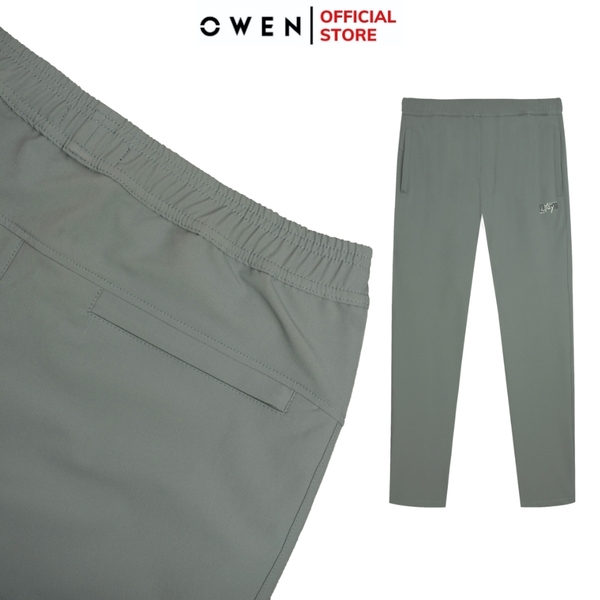 Bộ mặc nhà OWEN BMN241334 màu xanh xám dáng reguler, áo cổ 3 phân, khóa kéo, tay và gấu bo chun, quần cạp chun ống suông chất liệu CVC spandex