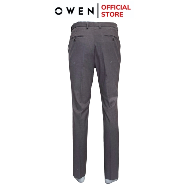 Quần Tây Nam Owen QRT242807 màu xám dáng suông regular fit cạp tăng đơ chất liệu TR spandex