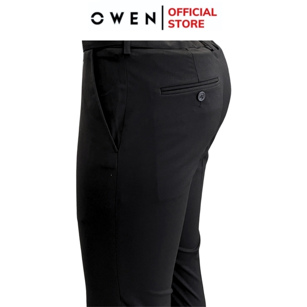 Quần Tây Nam Owen QV242715 màu đen dáng slimfit cạp tăng đơ chất liệu Spandex